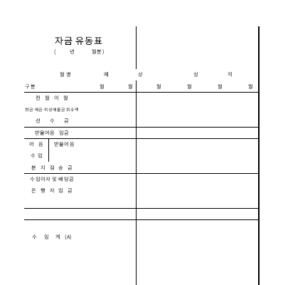 자금유동표 자금유동표